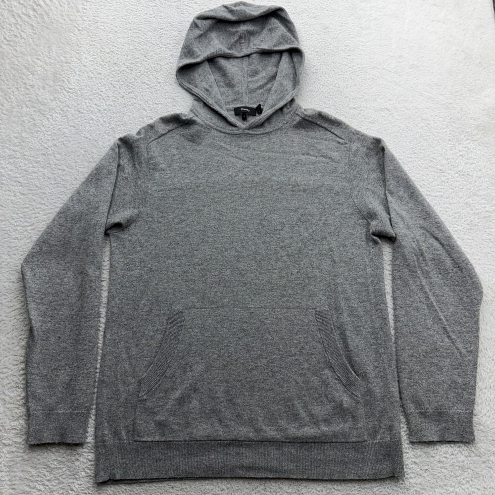 Theory Mens Alcos Pull 100% Cashmere Knit Hoodie Sweater Grey Large I1188701